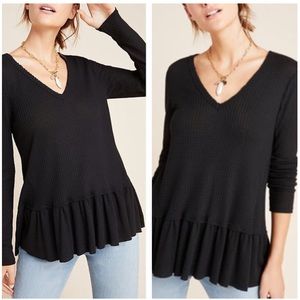 Eri + Ali | Anthropologie Waffle Knit Black Top